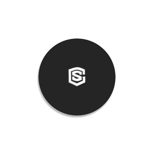 Black Round Coaster with White Logo Round Coaster