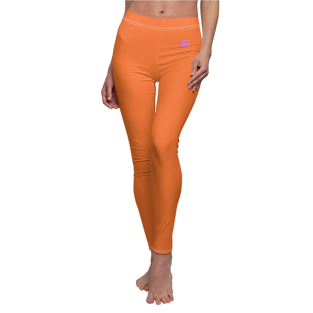 Orange Women's Cut & Sew Casual Leggings Pink logo