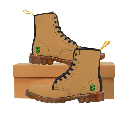 Brown Men's Canvas Boots Green Logo