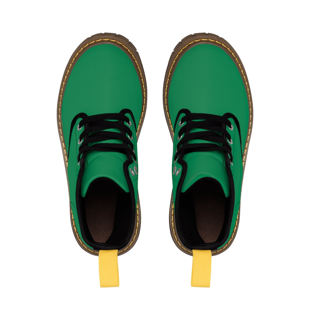 Green Men's Canvas Boots Grey Logo