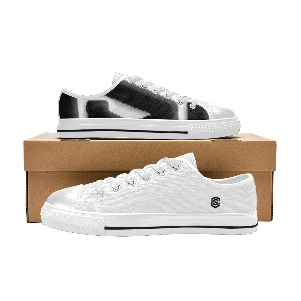 Black Logo Men's Classic Canvas Shoes (Model 018)