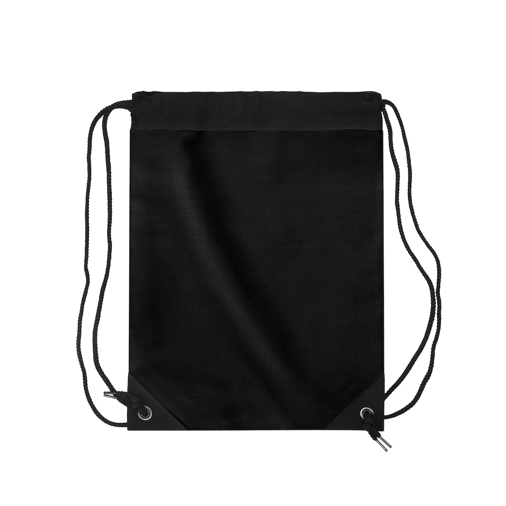 Black Drawstring Bag Silver logo