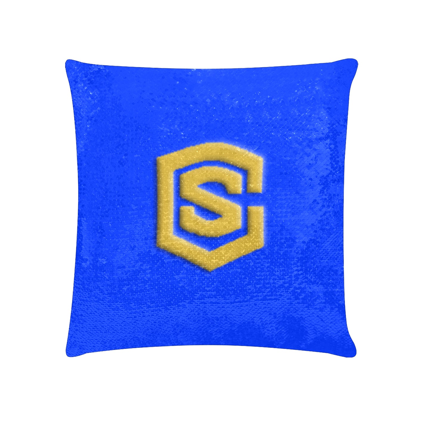 Blue Custom Sequin Pillow orange logo Custom Sequin Pillow Case 18"x18"