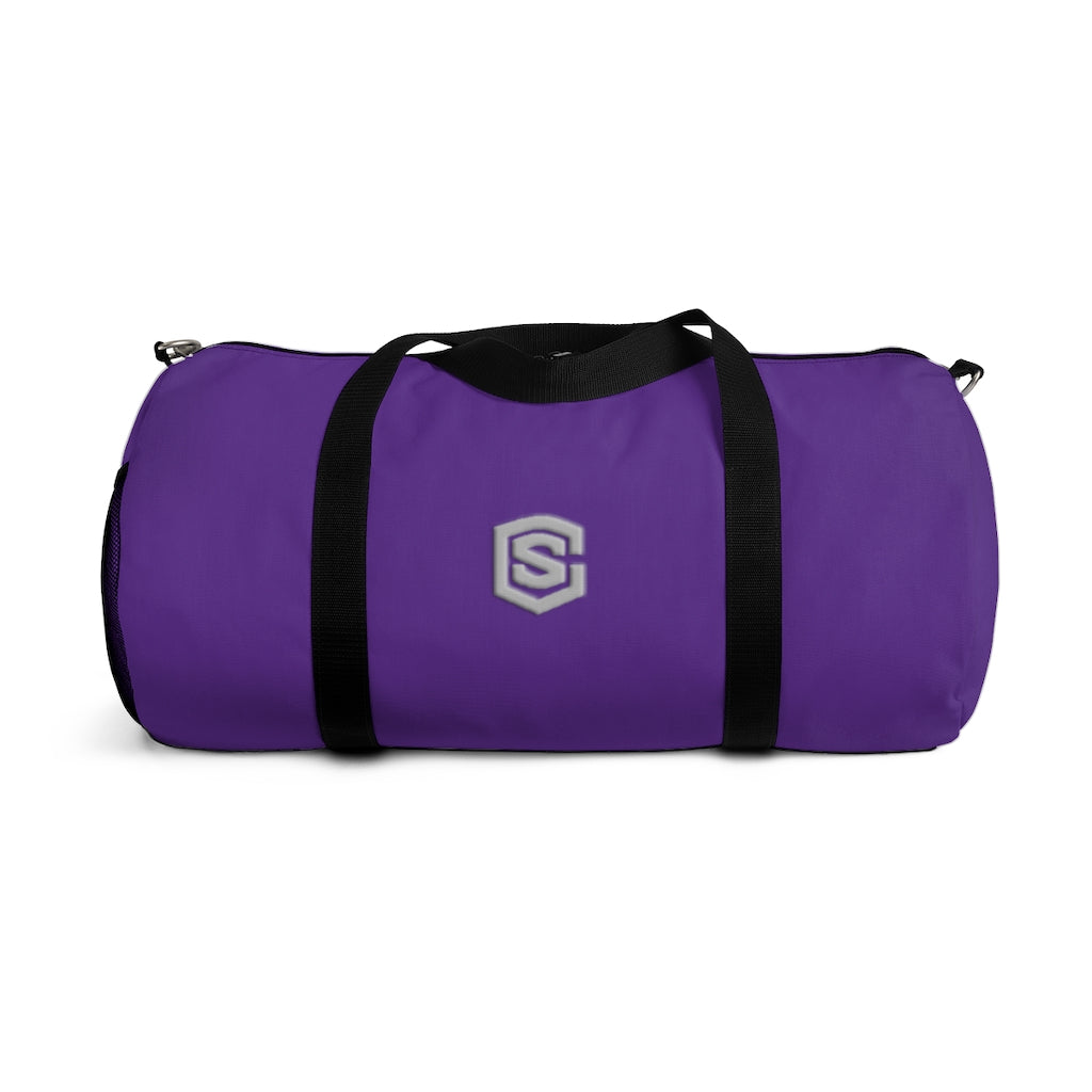Purple Duffel Bag Silver Logo