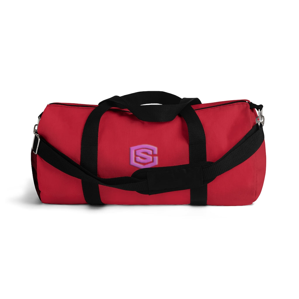 Red Duffel Bag Pink Logo