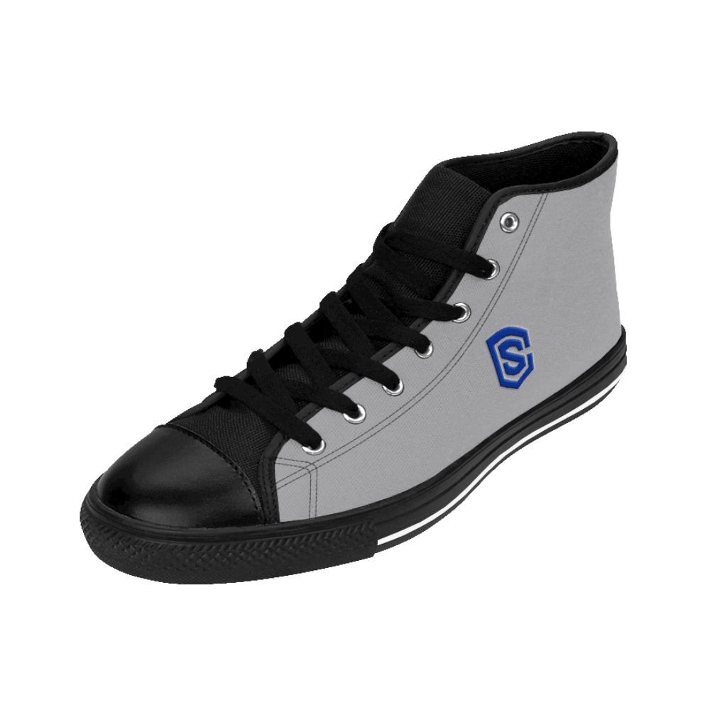 grey Men's High-top Sneakers - blue logo
