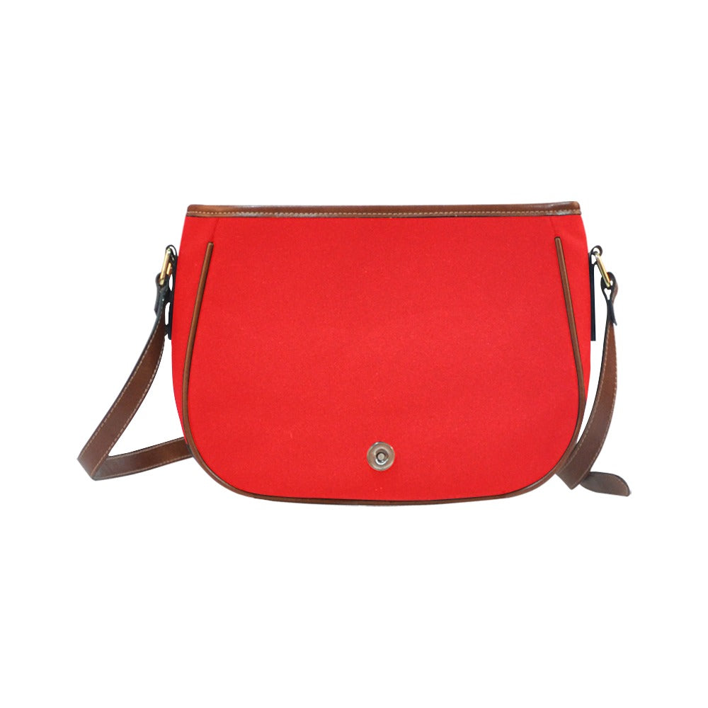 RED Saddle Bag WITH WHITE LOGO Saddle Bag (Model 1649) (Small)