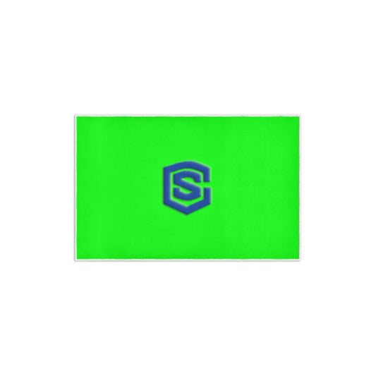 Green Area Rug 2.6' x 1.7' with Blue Logo Area Rug 2.6' x 1.7'