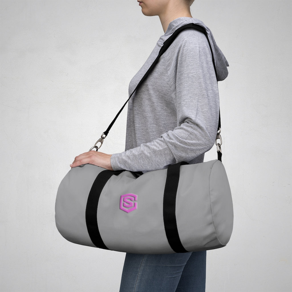 Grey Duffel Bag Pink Logo