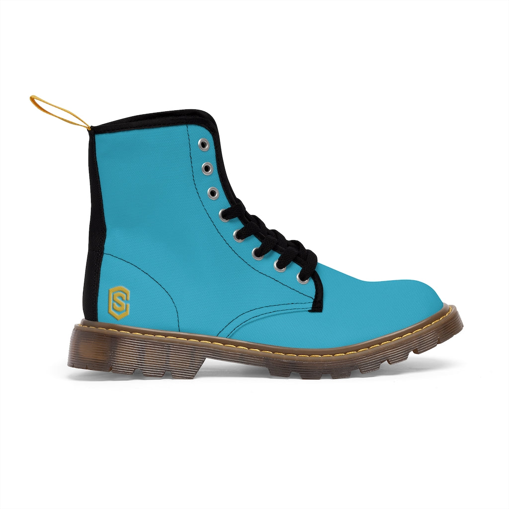 Blue Men's Canvas Boots Gold Logo