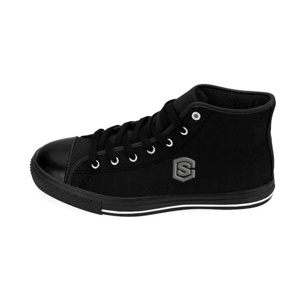 black Men's High-top Sneakers Silver logo