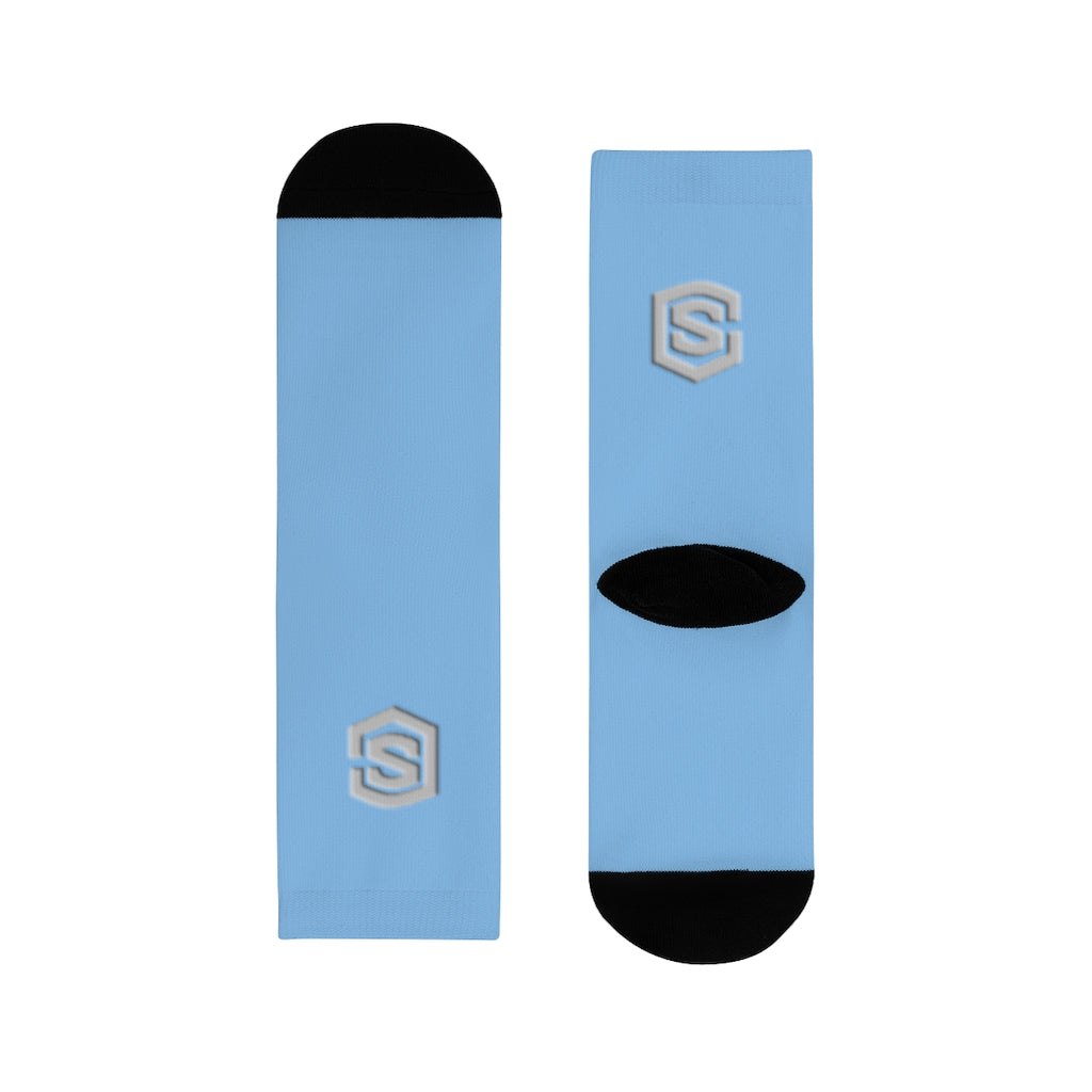 Blue Sublimation Crew Socks (EU) Silver Logo