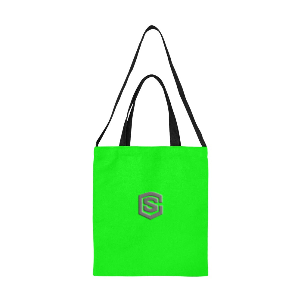 Green All Over Print Canvas Tote Bag With Grey Logo All Over Print Canvas Tote Bag(Model1698)(Medium)