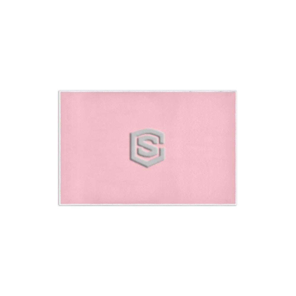 Pink Area Rug 2.6' x 1.7' with Silver Logo Area Rug 2.6' x 1.7'