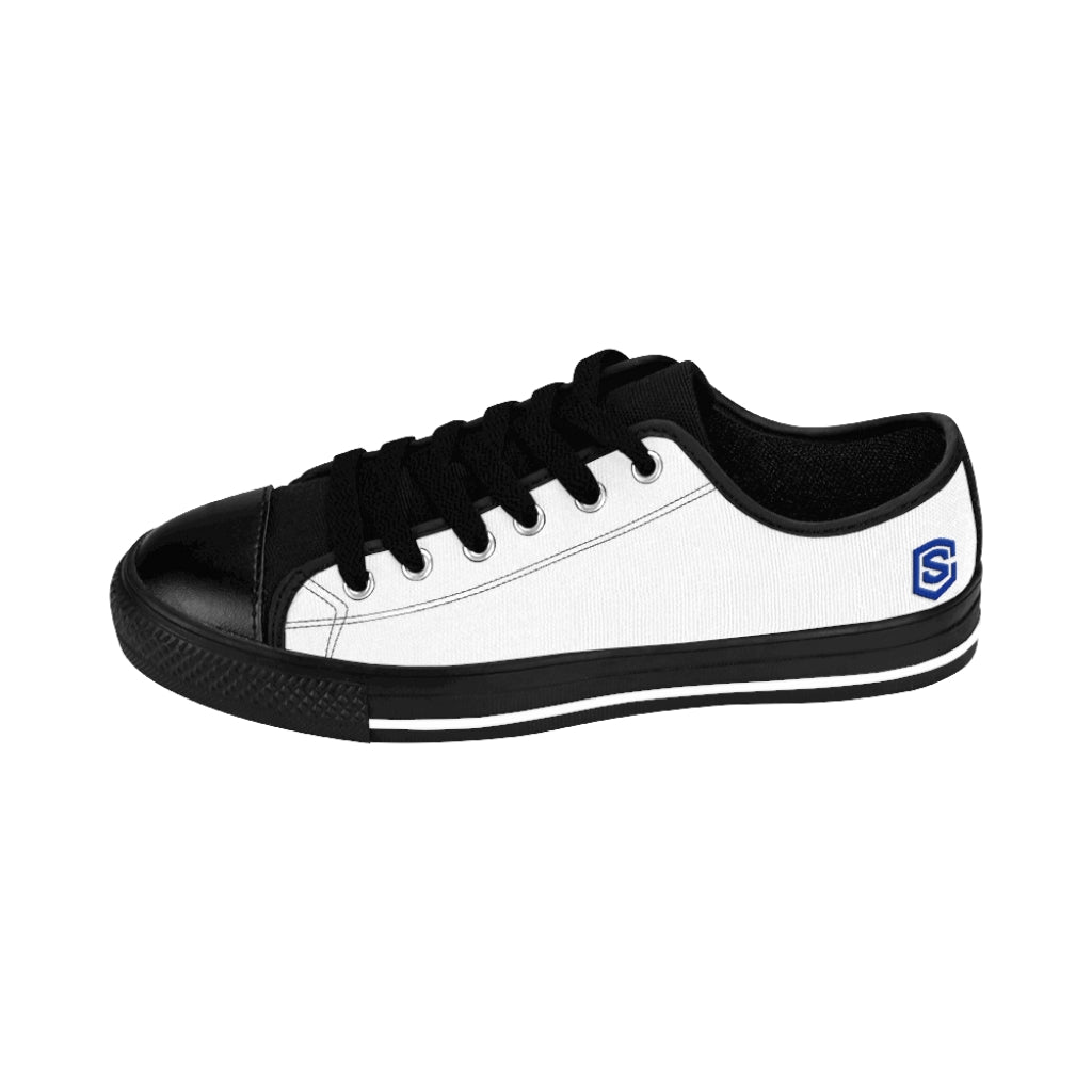 white Women's Sneakers Blue logo