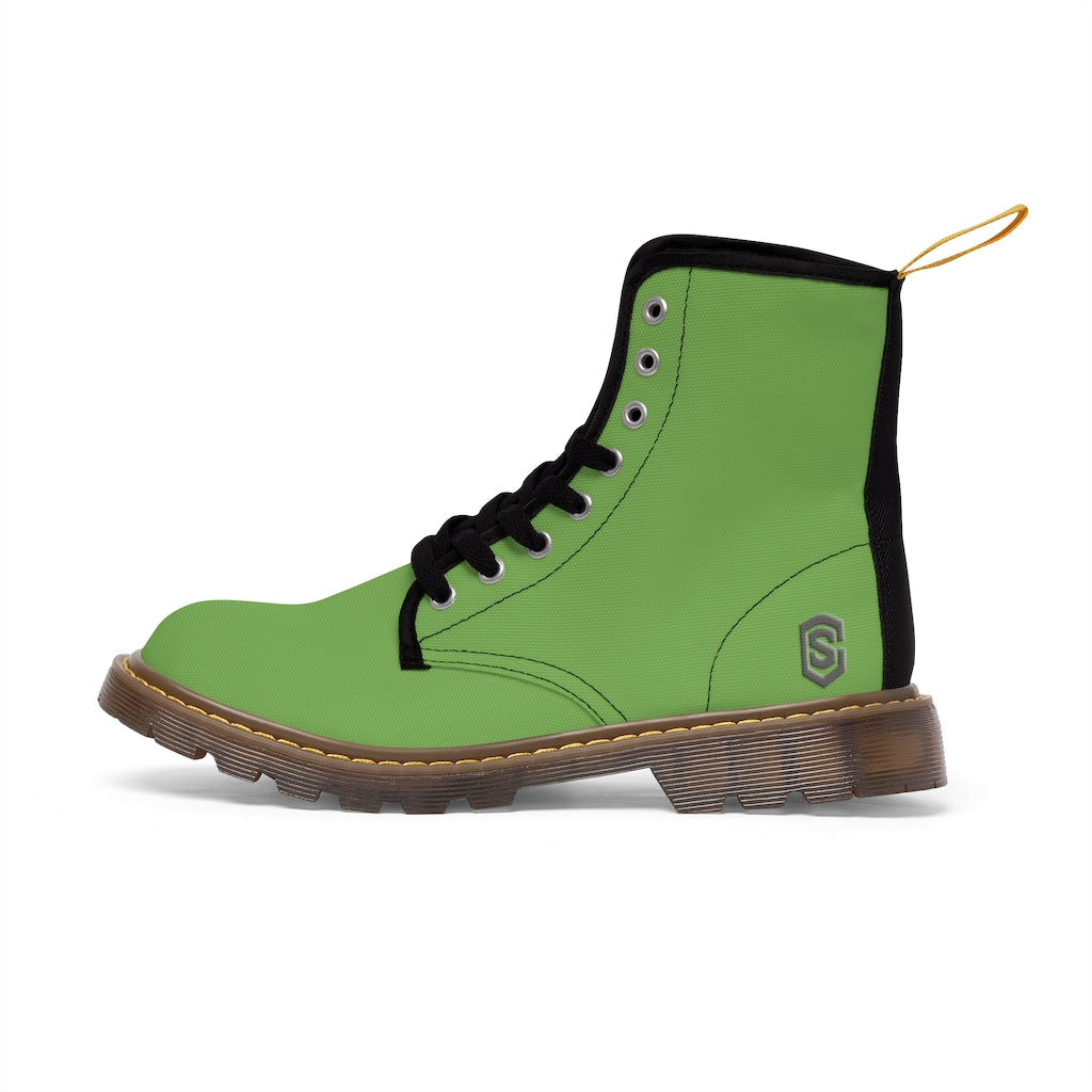 Green Men's Canvas Boots Silver Logo