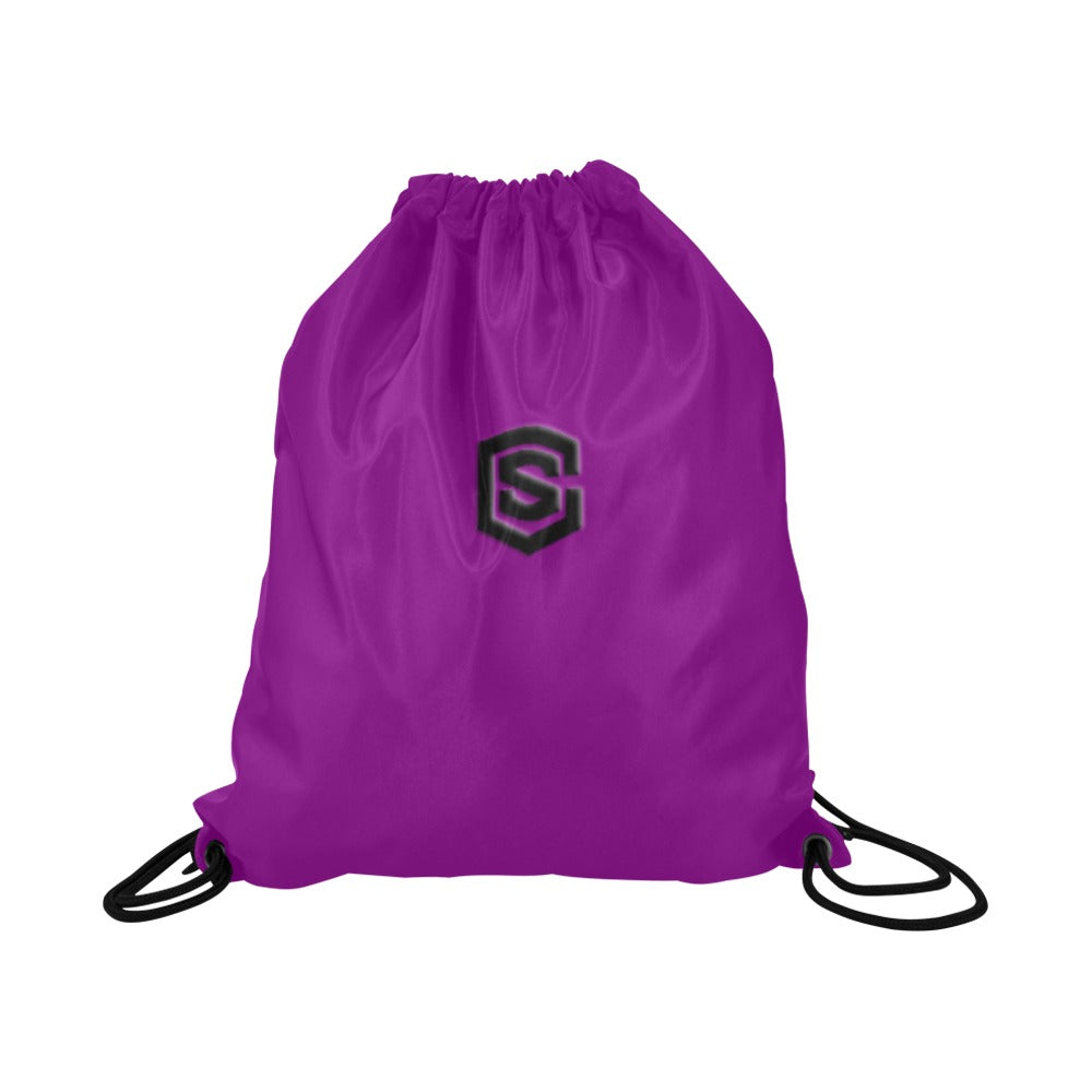 Purple Drawstring Bags Large With Black Logo Drawstring Bags (Model 1604) (Large)