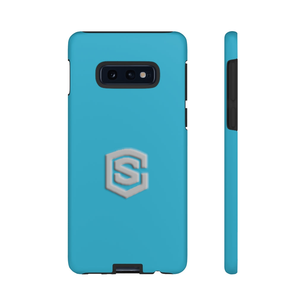 Blue Tough Cases Silver Logo
