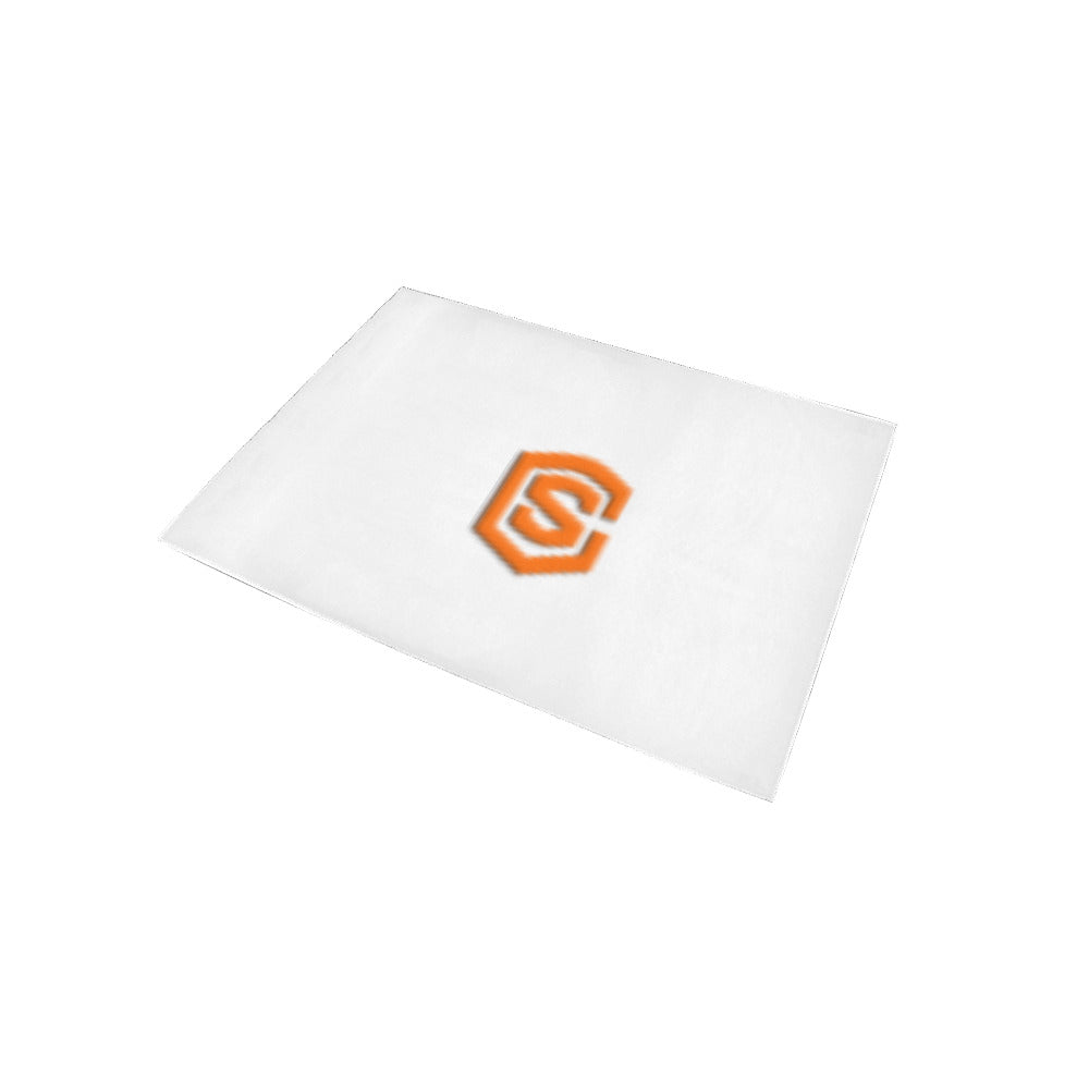 White Area Rug Orange Logo Area Rug 5' x 3.2'