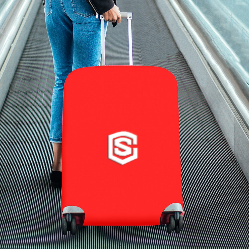 RED LUGGAGE COVER WITH WHITE LOGO Luggage Cover (Large Size) (26"-28")