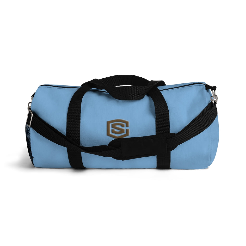 Blue Duffel Bag Brown Logo