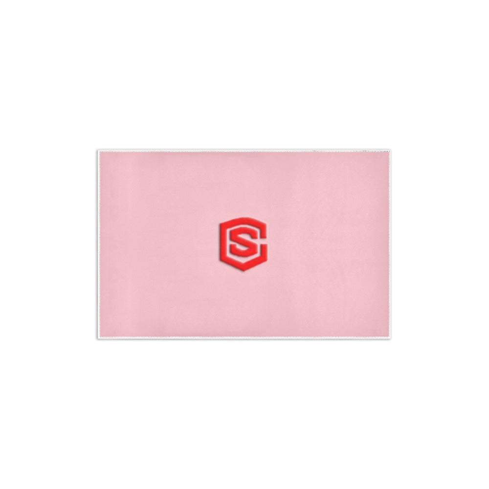 PINK SMALL AREA RUG WITH RED LOGO Area Rug 2.6' x 1.7'