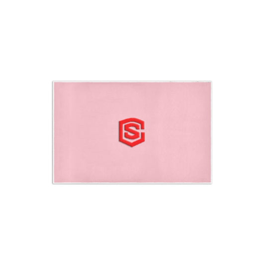 PINK SMALL AREA RUG WITH RED LOGO Area Rug 2.6' x 1.7'