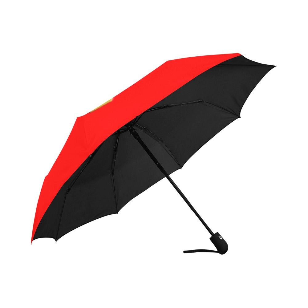 Red Anti-UV Automatic Umbrella With Gold Logo Anti-UV Automatic Umbrella(Outside Printing)(Model U09)