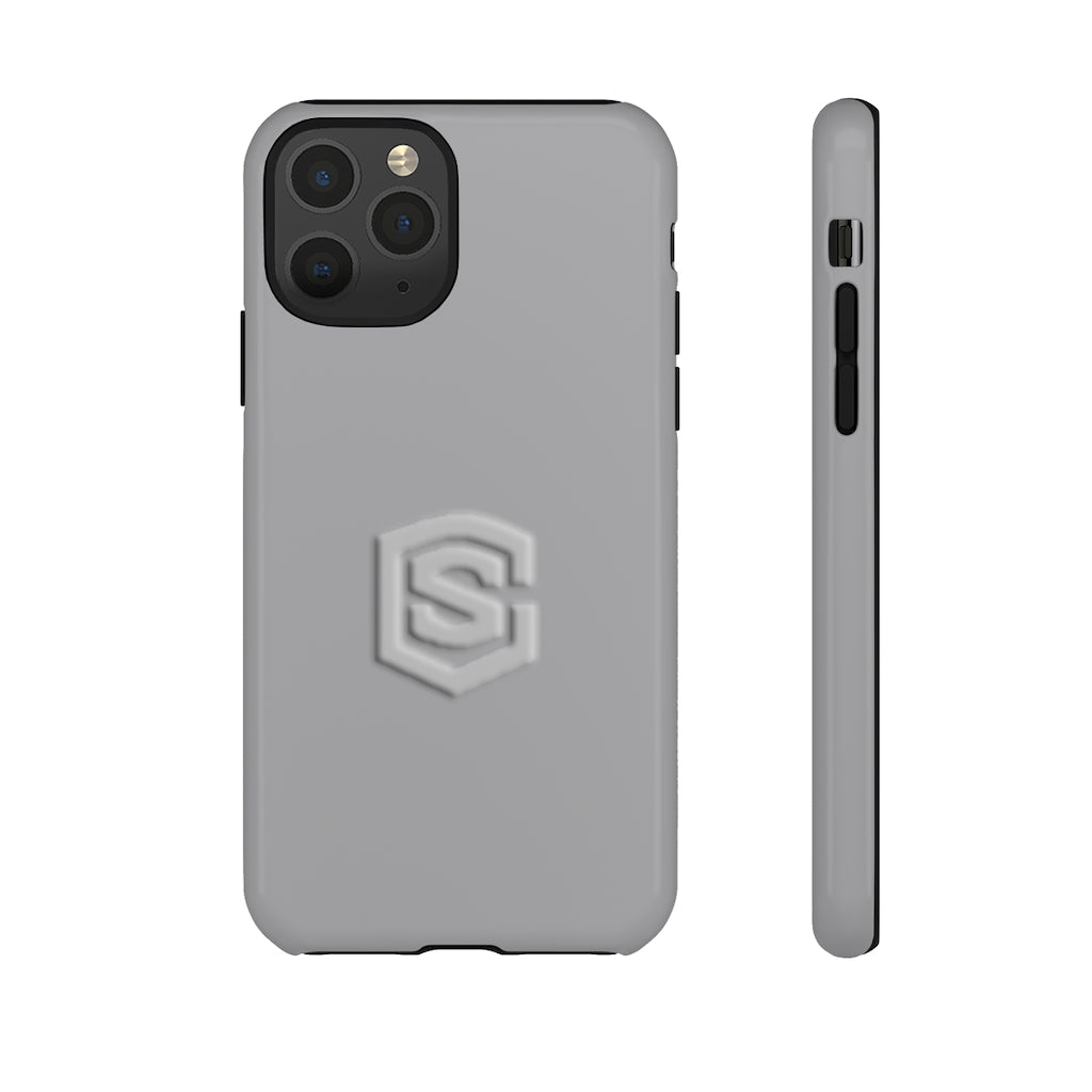 Grey Tough Cases Silver Logo