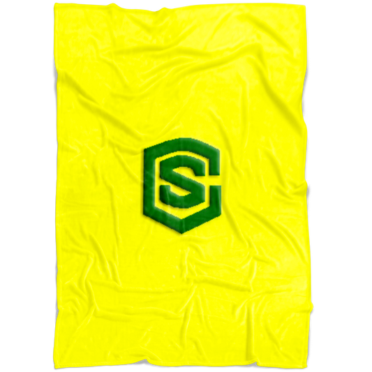Yellow Fleece Blanket Green Logo