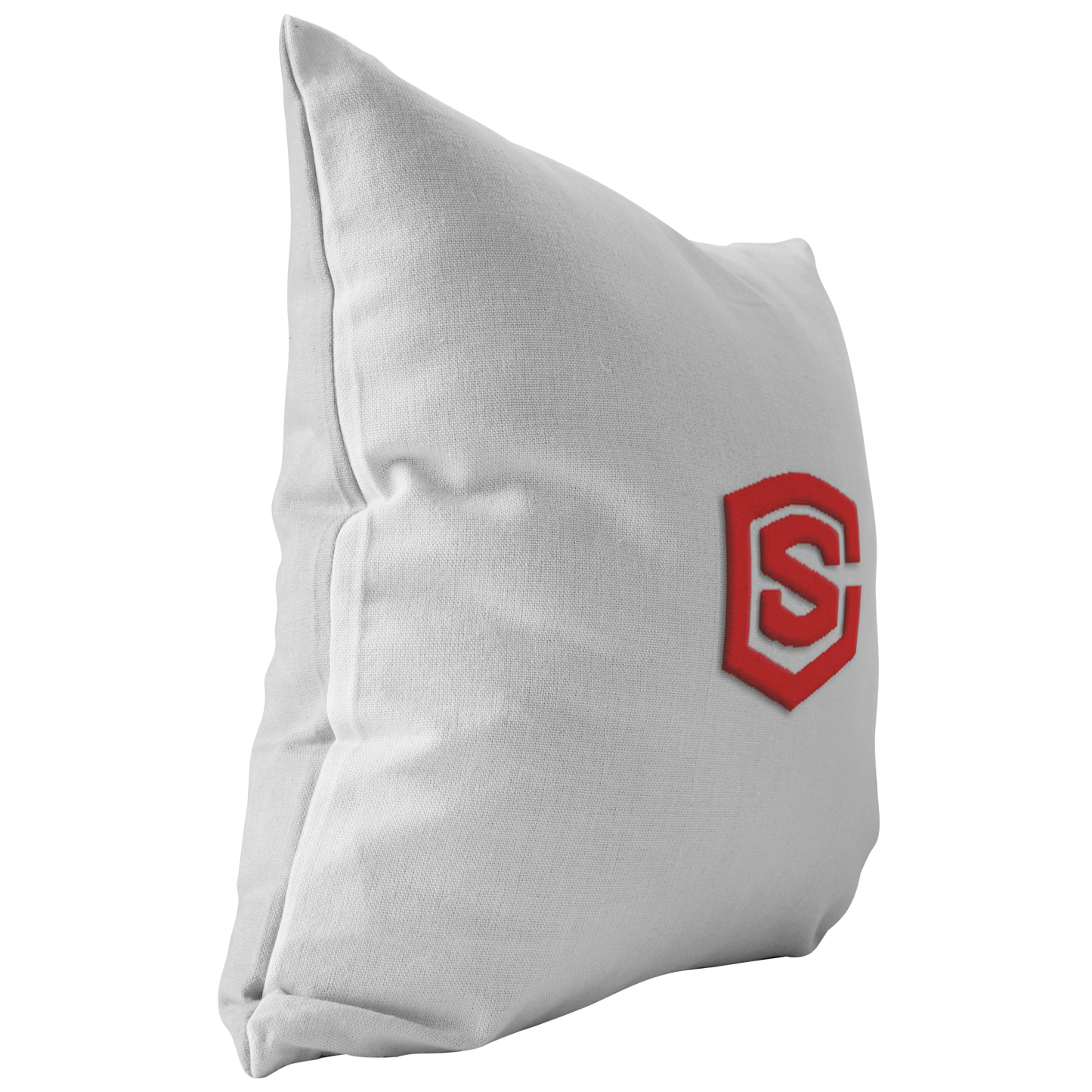 WHITE PILLOW RED LOGO