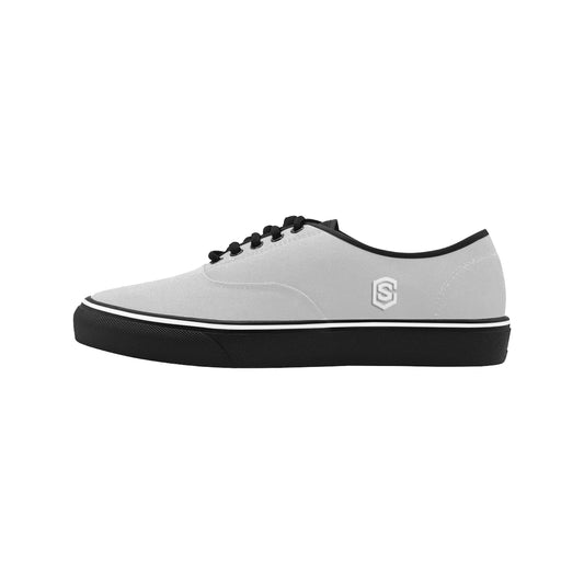 white logo Classic Men's Canvas Low Top Shoes/Large (Model E001-4)