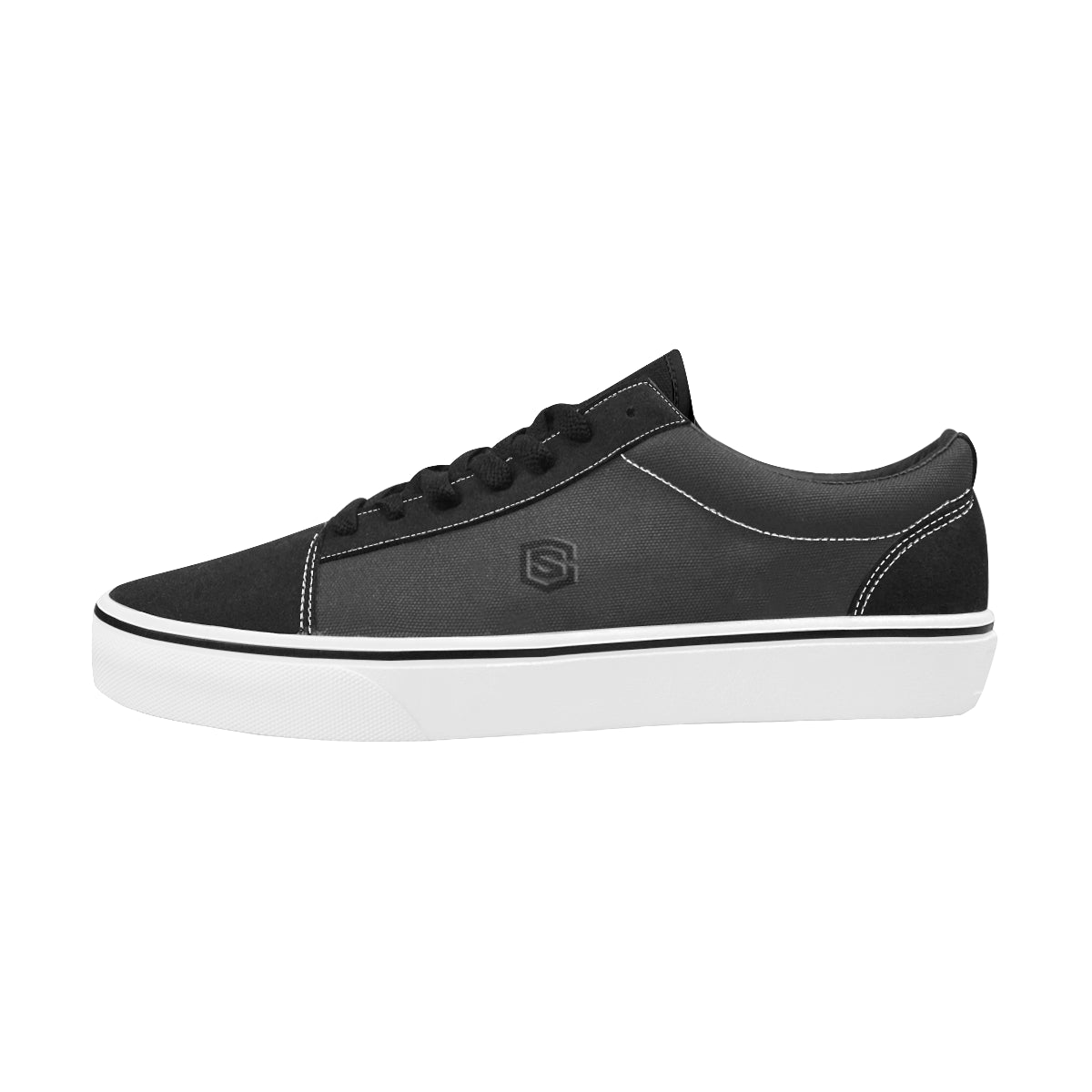 black logo Women's Low Top Skateboarding Shoes (Model E001-2)