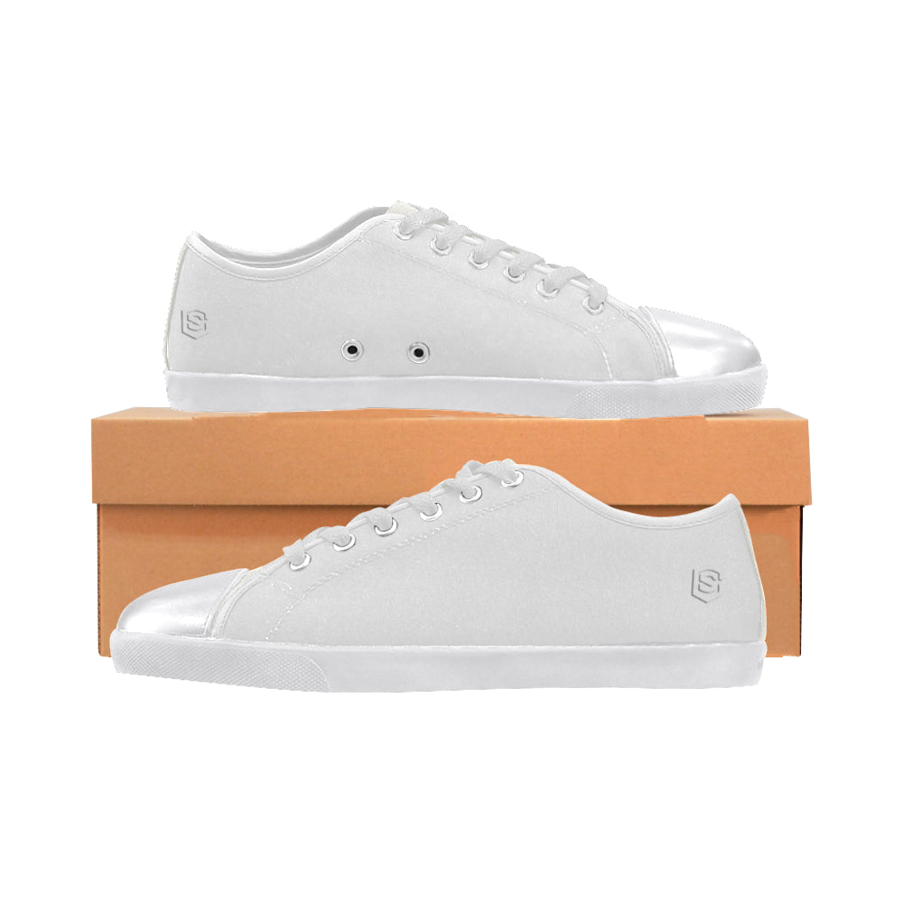 white logo Women's Canvas Shoes (Model 016)