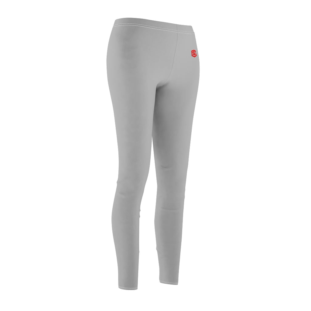 Grey Women's Cut & Sew Casual Leggings Red logo