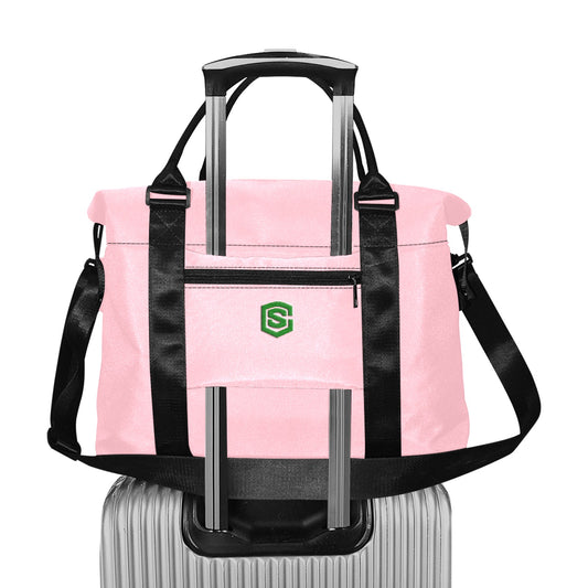 Pink Large Capacity Duffle Bag With Green Logo Large Capacity Duffle Bag(Model1715)