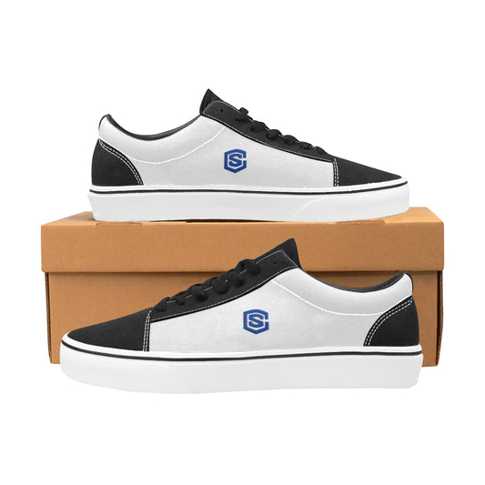 blue logo Women's Low Top Skateboarding Shoes (Model E001-2)