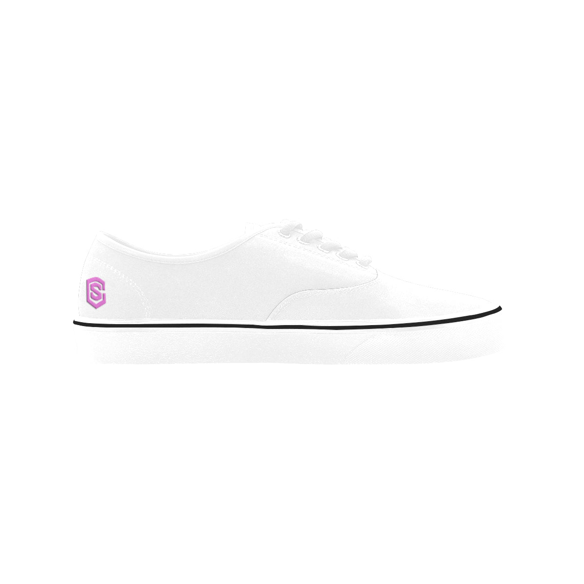 pink logo Classic Women's Canvas Low Top Shoes (Model E001-4)