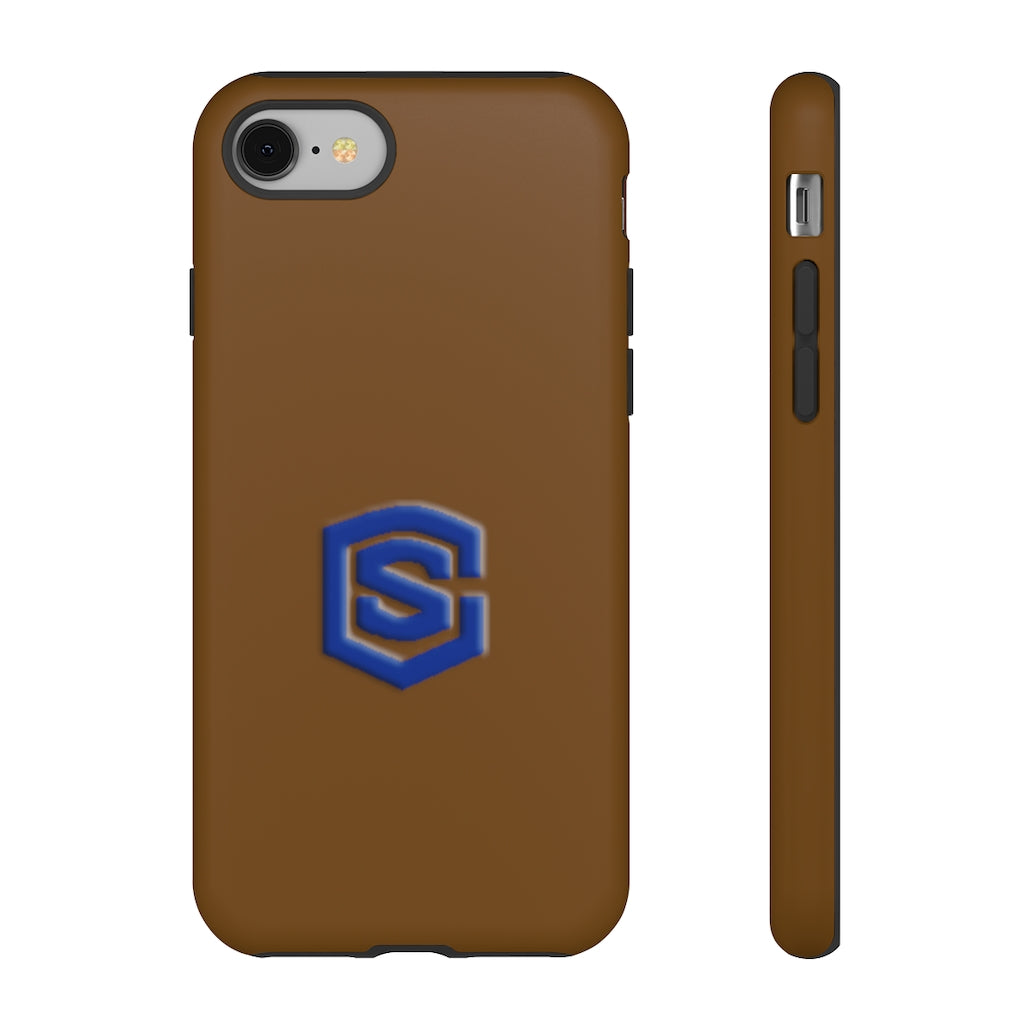 Brown Tough Cases Blue Logo