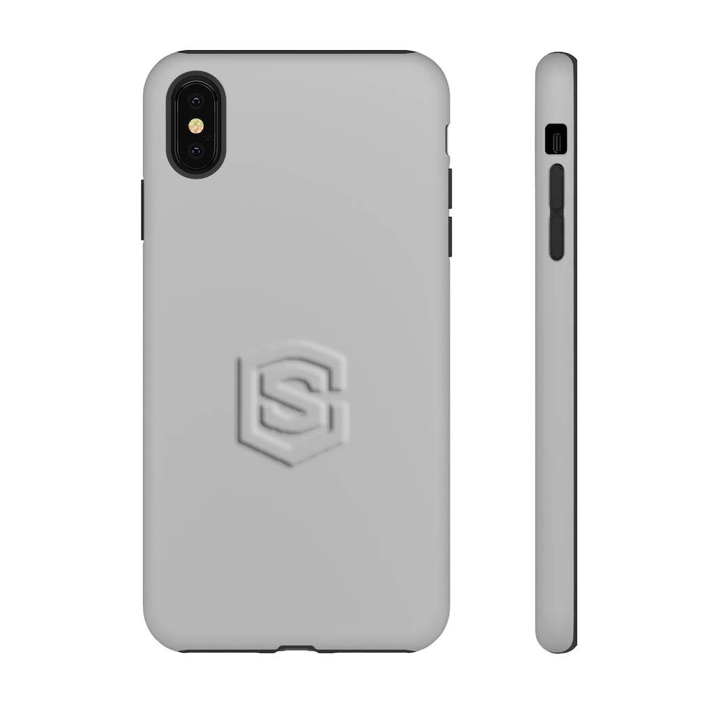 Grey Tough Cases Silver Logo