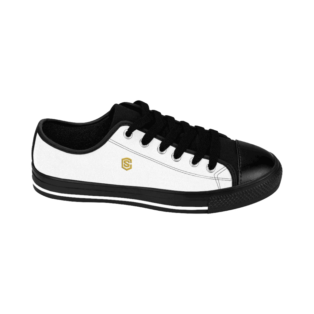 White Men's Sneakers golden logo