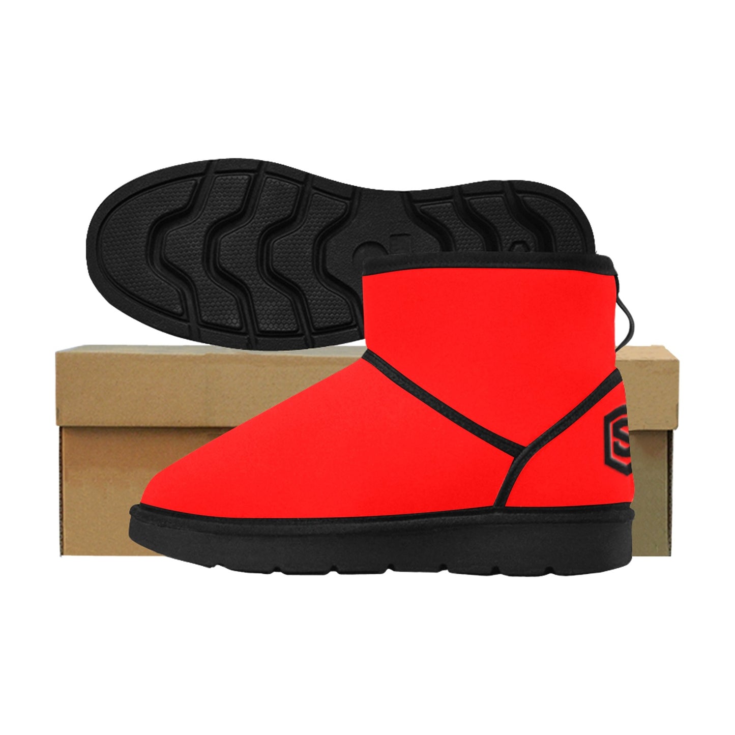 RED Low Top Men's Snow Boots WITH BLACK LOGO Low Top Men's Snow Boots (Model 049)