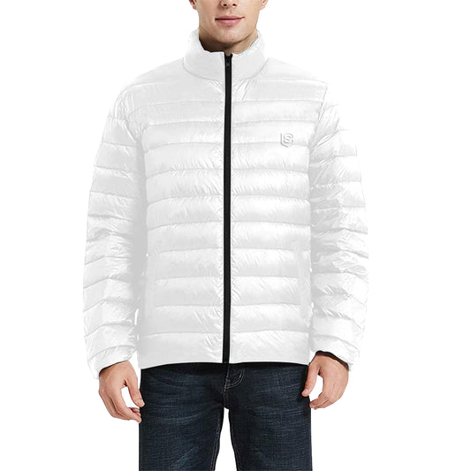 WHITE MEN'S STAND COLLAR PADDED JACKET White Logo Men's Stand Collar Padded Jacket (Model H41)