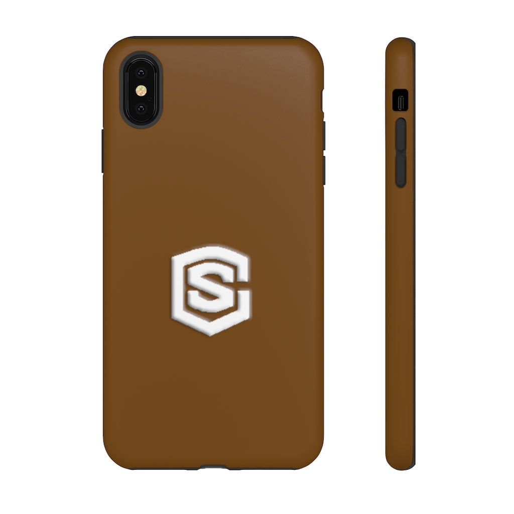 Brown Tough Cases White Logo