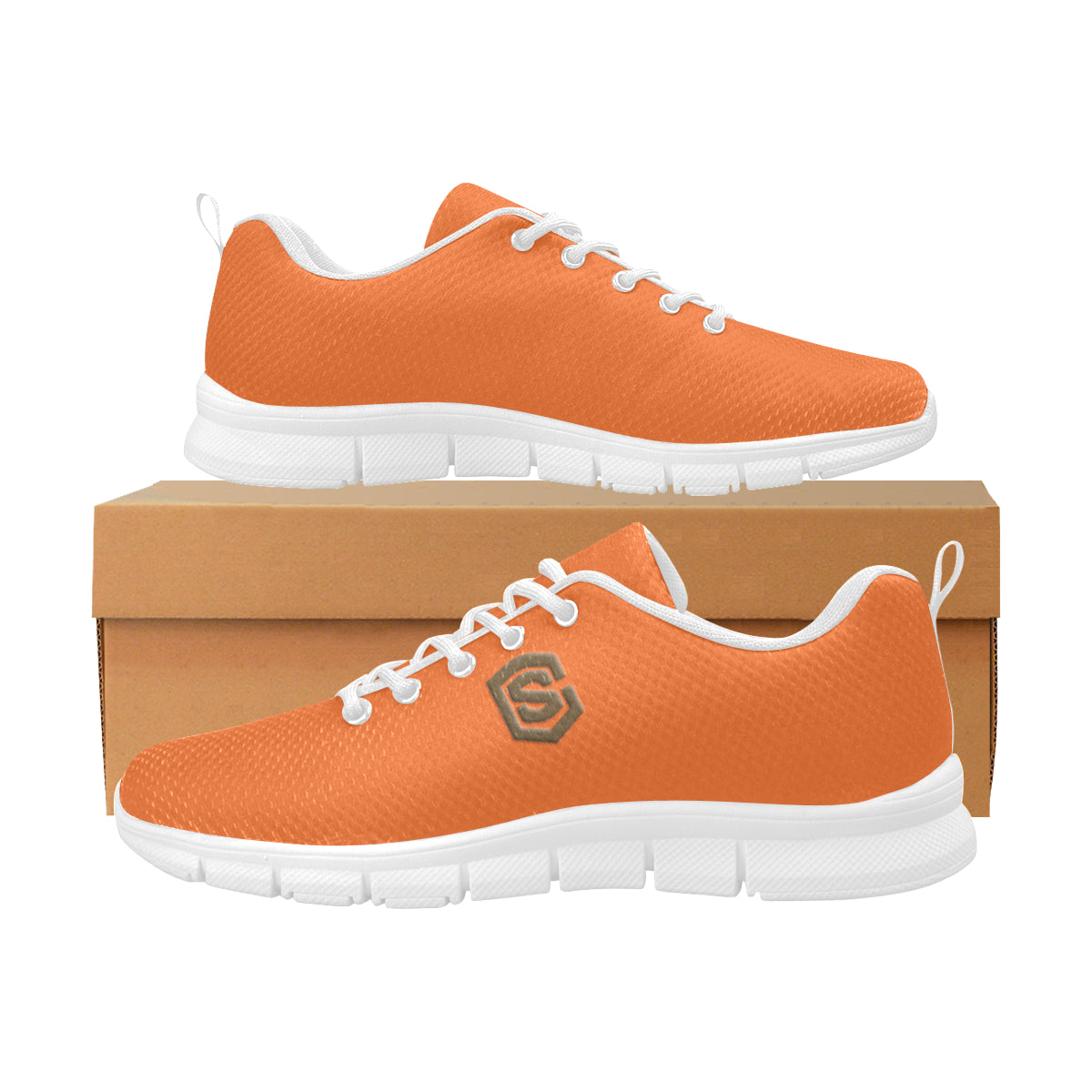 brown logo Women's Breathable Running Shoes (Model 055)