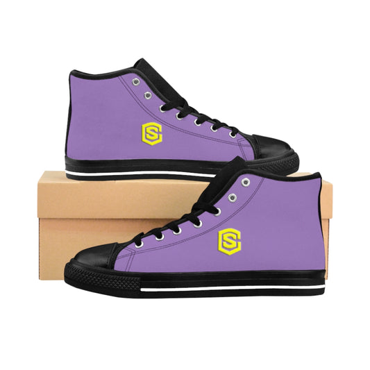 violet Men's High-top Sneakers - yellow logo