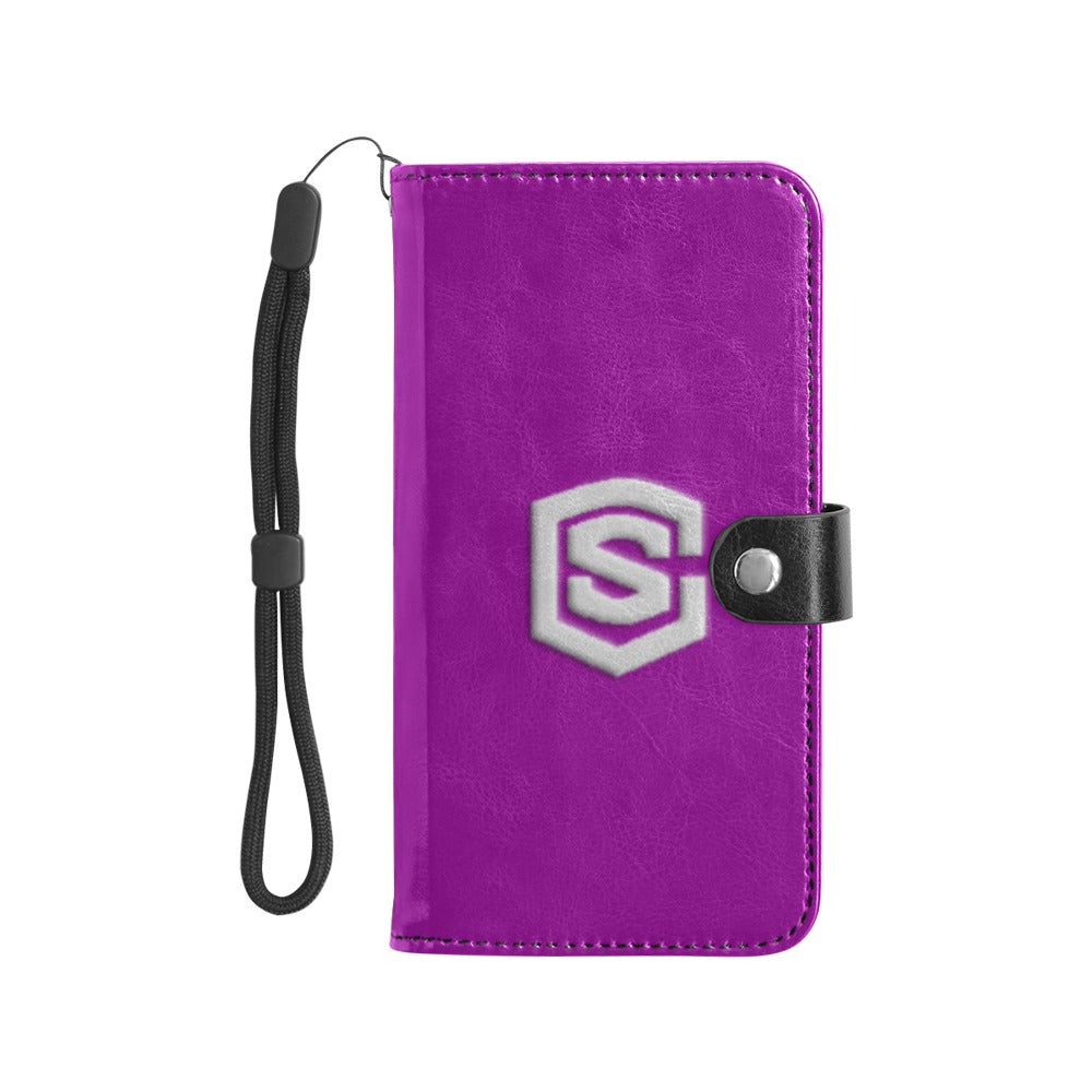 Purple Flip Leather Purse for Mobile Phone(Model1703)(Large) with Silver Logo Flip Leather Purse for Mobile Phone(Model1703)(Large)