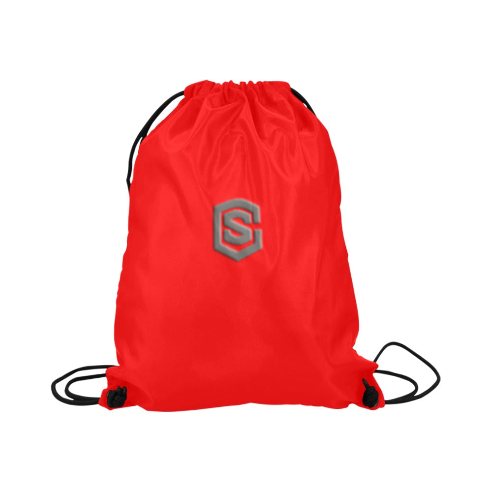 Red Drawstring Bags Large With Grey Logo Drawstring Bags (Model 1604) (Large)