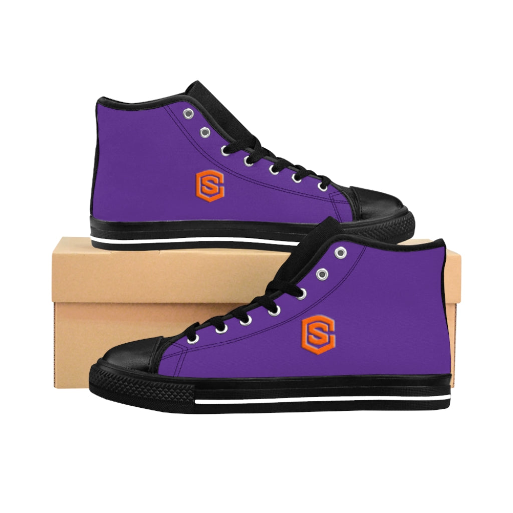 purple Men's High-top Sneakers - orange logo