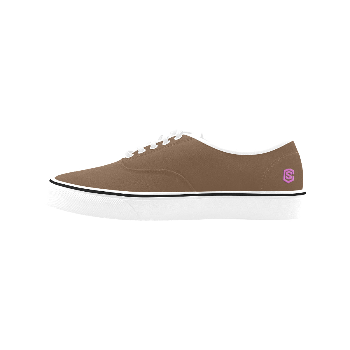 pink logo Classic Women's Canvas Low Top Shoes (Model E001-4)